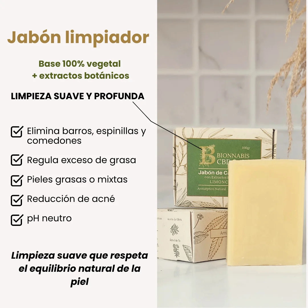 jabón antiacné, piel grasa y mixta, regula exceso de grasa, elimina granos y espinillas, elimina el acné