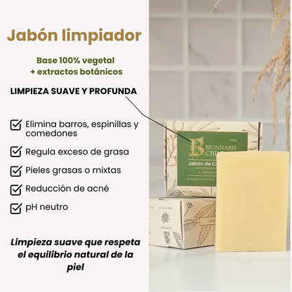 jabón antiacné, piel grasa y mixta, regula exceso de grasa, elimina granos y espinillas, elimina el acné