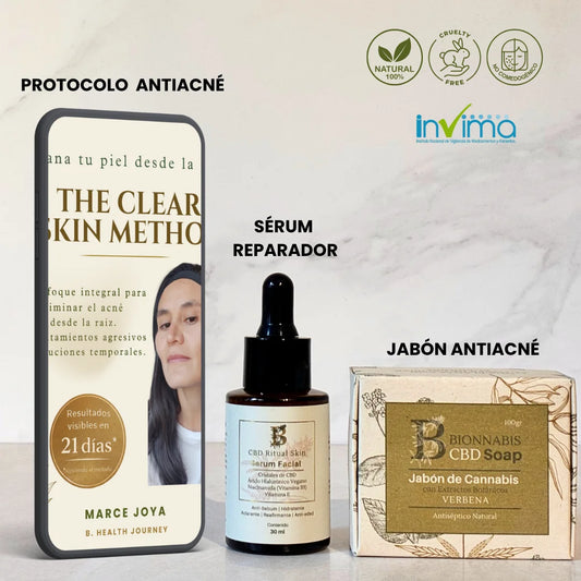 Kit antiacé para pieles sensibles, acné hormonal, sana desde la raíz