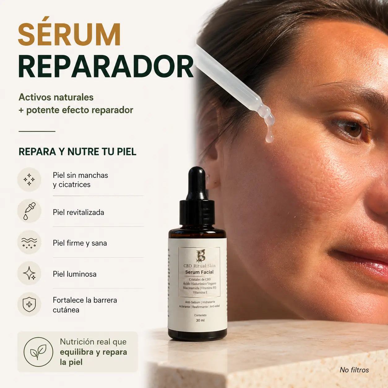Sérum reparador natural Ritual Piel Sana con ingredientes botánicos para piel sensible, kit antiacné
